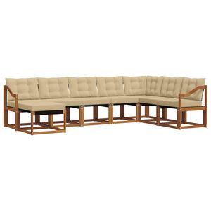 vidaXL Lauko sofos komplektas su pagalve 8 pcs Natūralus ir bežinis