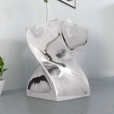 vidaXL Taburetė/staliukas, susuktos formos, aliuminis, sidabro spalvos