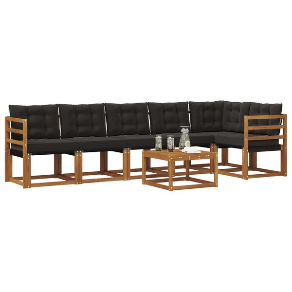 vidaXL Lauko sofos komplektas su pagalve 7 pcs Natūrali ir juoda