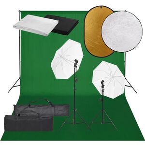 vidaXL Fotostudijos rinkinys su &scaron;viestuvais, fonu ir reflektoriumi