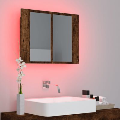 vidaXL Veidrodinė LED vonios spintelė, ąžuolo, 60x12x45cm, mediena