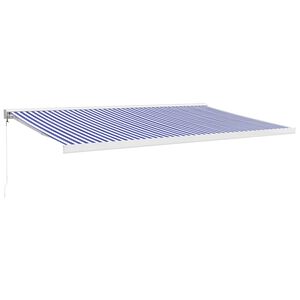 vidaXL I&scaron;traukiama markizė, mėlyna/balta, 5x3m, audinys ir aliuminis