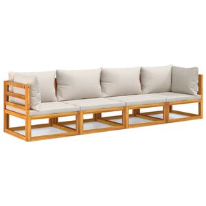 vidaXL Sodo komplektas su pilkomis pagalvėlėmis, 4 dalių, mediena