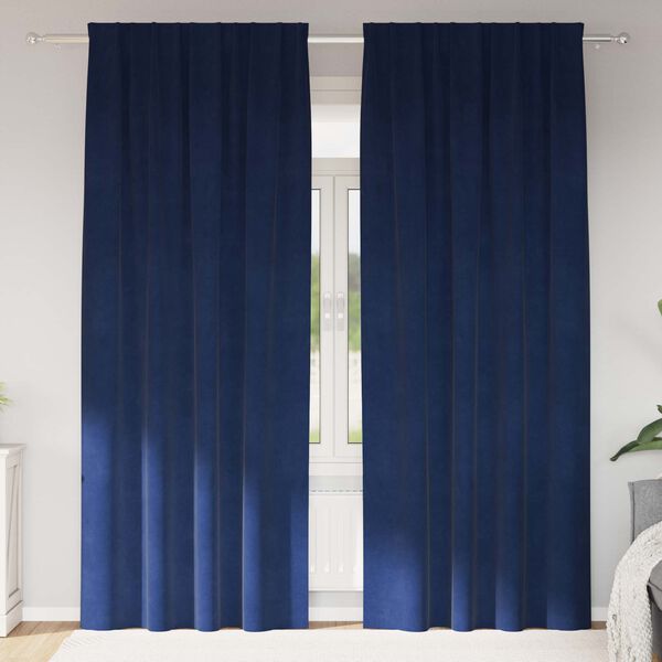 vidaXL Užtemdymo užuolaidos 2 pcs Tamsiai mėlyna 140 x 225 cm Aksomas