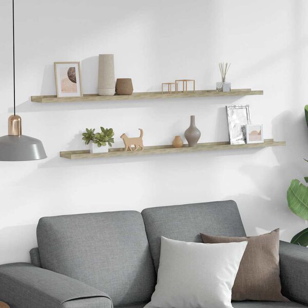 vidaXL Sieninės lentynos, 2vnt., sonoma ąžuolo spalvos, 115x9x3cm