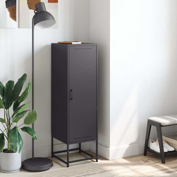 vidaXL Komoda, juodos spalvos, 36x39x123cm, plienas