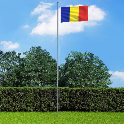 vidaXL Rumunijos vėliava su stiebu, aliuminis, 6,2m
