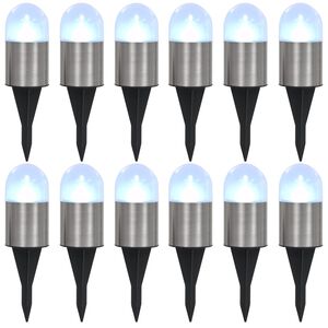 vidaXL Saulės energija įkraunami LED &scaron;viestuvai, 12vnt., balti