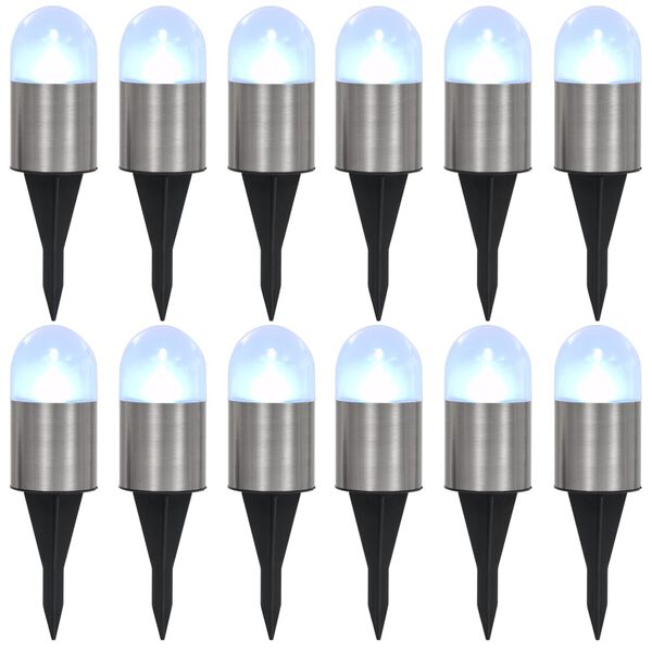 vidaXL Saulės energija įkraunami LED &scaron;viestuvai, 12vnt., balti