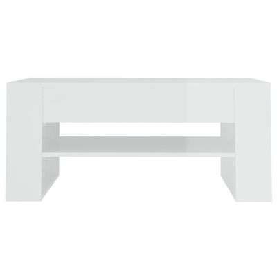 vidaXL Kavos staliukas, baltas, 102x55x45cm, apdirbta mediena, blizgus