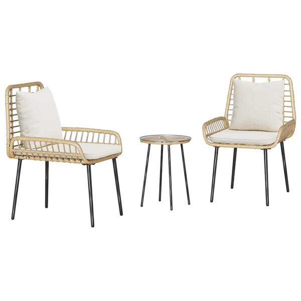 vidaXL Sodo valgomojo komplektas 3 pcs Ruda Juoda Kreminė