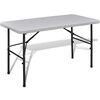 vidaXL Sulankstomas sodo stalas, baltos spalvos, 122cm, HDPE