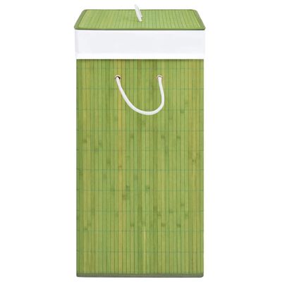 vidaXL Skalbinių krepšys su vienu skyriumi, žalias, bambukas, 83l