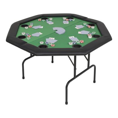 vidaXL Pokerio stalas, sulankst., 8 žaid., 2d., aštuonkampis, žalias