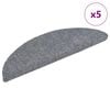 vidaXL Laiptų kilimėliai, lipnūs, 5 vnt., 56x17x3 cm, &scaron;viesiai pilki, pusapvaliai