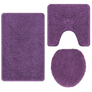 vidaXL Antisklidus vonios kilimėlių rinkinys 3 vnt. Violetinė PP