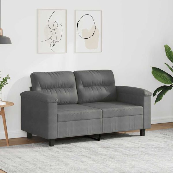 vidaXL Dvivietė sofa, tamsiai pilka, 120cm, mikropluo&scaron;to audinys