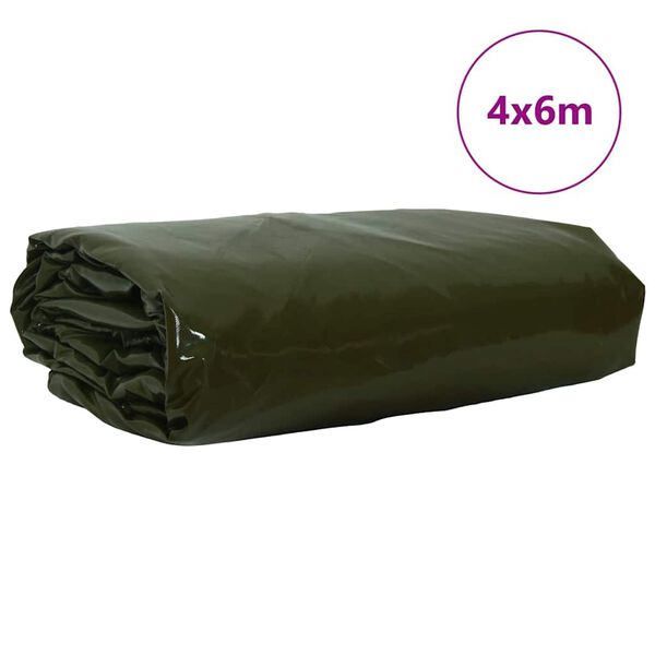 vidaXL Tentinis audinys 650g / m&sup2; Alyvuogių žalia 4 x 6 m