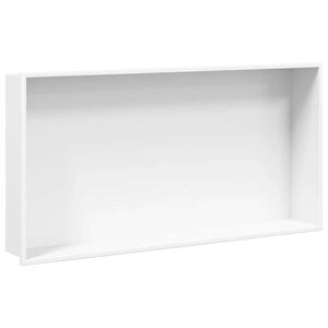 vidaXL Ni&scaron;inė du&scaron;o lentyna, matinės baltos spalvos, 62x32x9cm, plienas