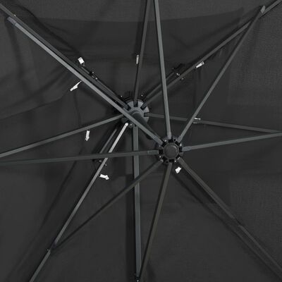 vidaXL Gembinis skėtis su dvigubu viršumi, antracito, 250x250cm