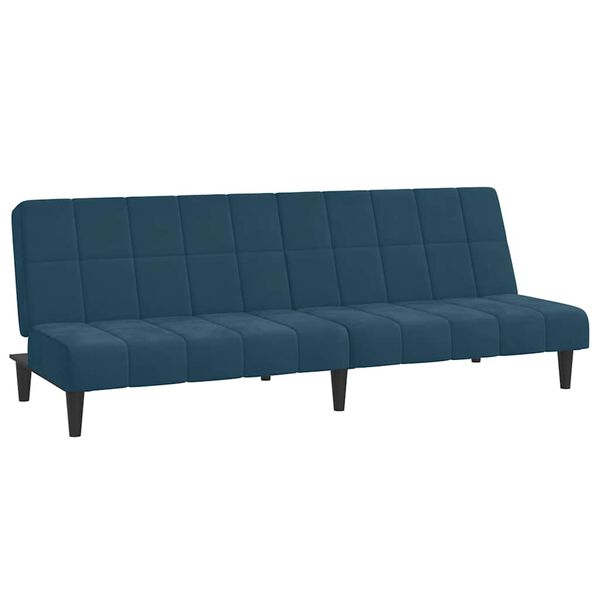 vidaXL Dvivietė sofa-lova, mėlynos spalvos, aksomas