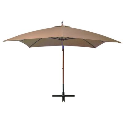 vidaXL Kabantis skėtis su stulpu, taupe spalvos, 3x3m, eglės masyvas