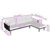 vidaXL L formos sofa-lova, dirbtinė oda, balta ir juoda