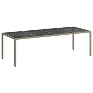 vidaXL Sodo stalas, pilkas, 250x100x75cm, stiklas ir poliratanas
