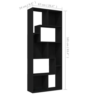 vidaXL Spintelė knygoms, juodos spalvos, 67x24x161cm, MDP