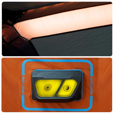vidaXL Šeimos palapinė su LED, pilka ir oranžinė, 10 vietų