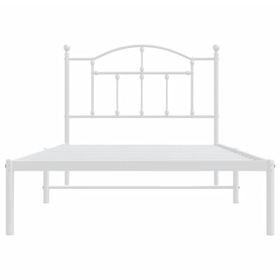 vidaXL Metalinis lovos rėmas su galvūgaliu, baltos spalvos, 100x190cm