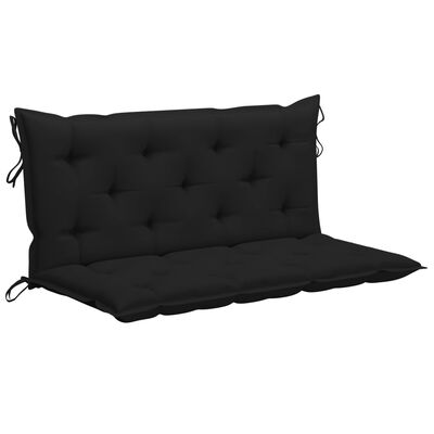 vidaXL Supamas suoliukas su juodos spalvos pagalvėle, 120cm, tikmedis