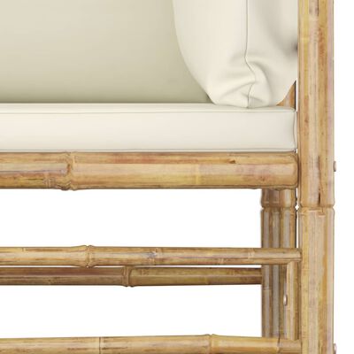 vidaXL Sodo komplektas su kreminėmis pagalvėmis, 9 dalių, bambukas