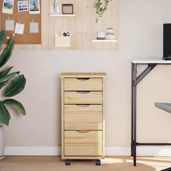 vidaXL Ritininis kabinetas su stalu su ratu MOSS &Scaron;viesus lakas