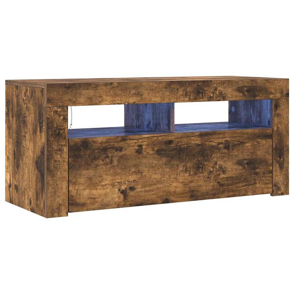 vidaXL TV spintelė su LED apšvietimu, dūminio ąžuolo, 90x35x40cm