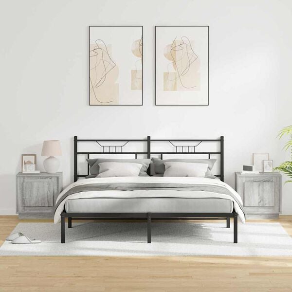 vidaXL &Scaron;alia lovos spintelė 2 pcs Pilka 44 x 34,5 x 45 cm