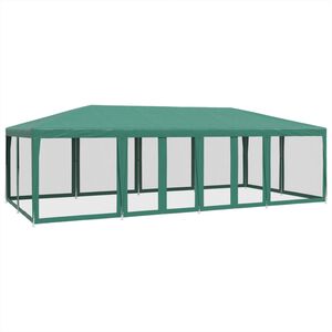 vidaXL Proginė palapinė su 12 tinklinėmis sienomis, žalia, 8x4m, HDPE