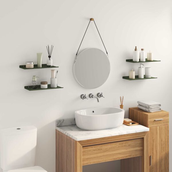 vidaXL Plūduriuojanti lentyna 4 pcs Alyvuogių žalia 40 x 18 x 2,5 cm