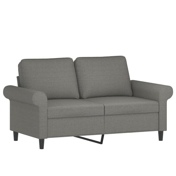 vidaXL Dvivietė sofa su pagalvėmis, tamsiai pilka, 120cm, audinys