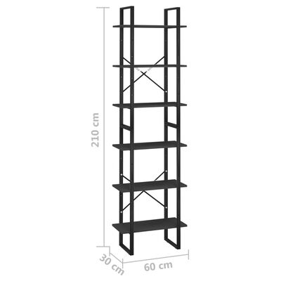 vidaXL Sandėliavimo lentyna, juoda, 60x30x210cm, apdirbta mediena