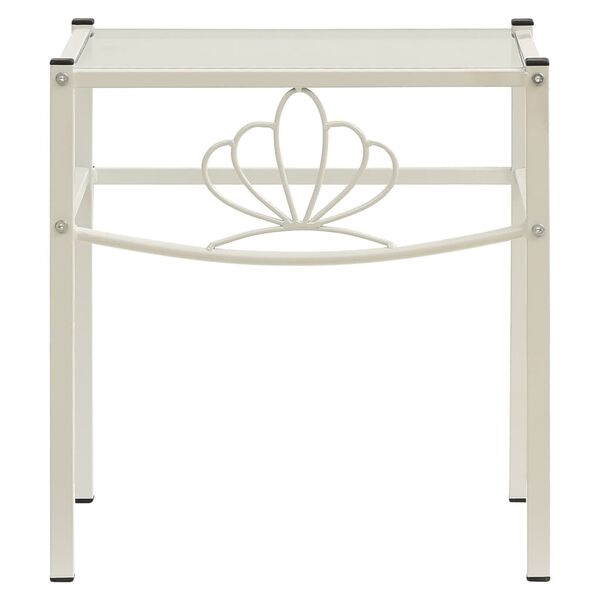 vidaXL Naktinės spintelės, 2vnt., baltos/skaidrios, metalas ir stiklas