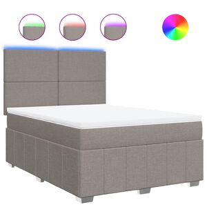 vidaXL Lova su spyruoklėmis ir čiužiniu, taupe, 140x190 cm, audinys