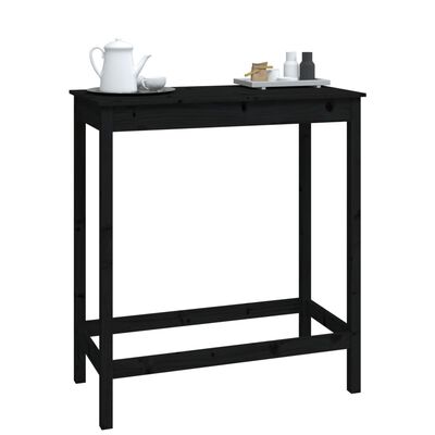 vidaXL Baro stalas, juodas, 100x50x110cm, pušies medienos masyvas