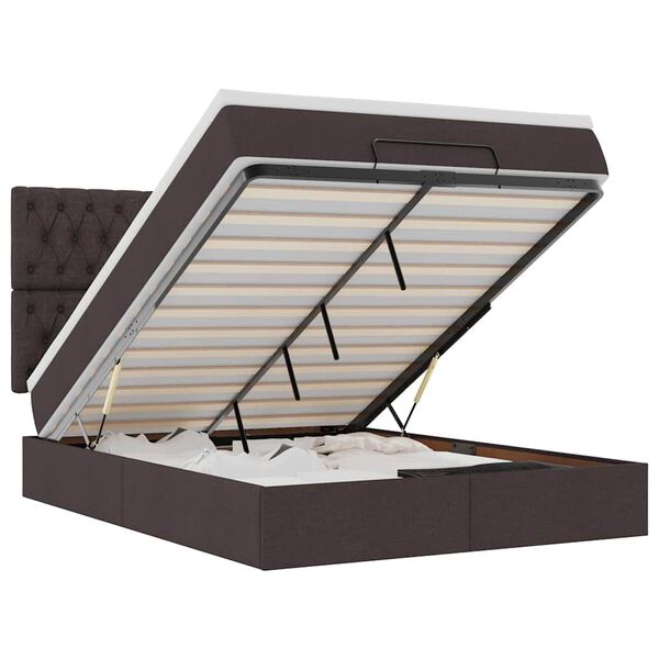 vidaXL Osmanų lova su čiužiniu ir LED, rudas, 140x190cm, audinys