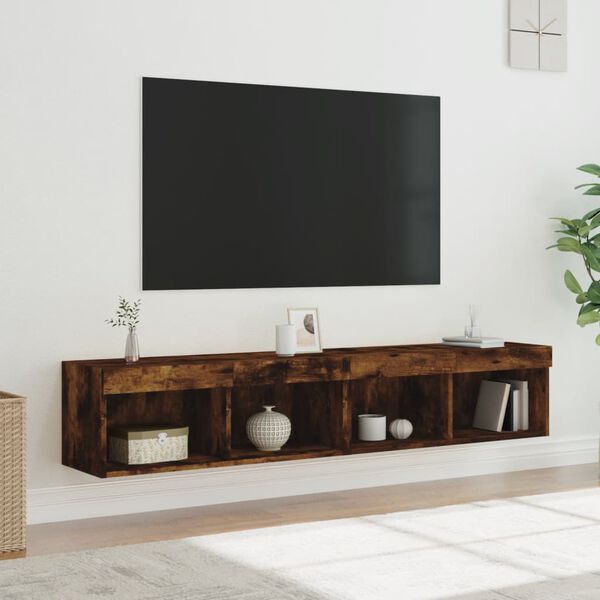 vidaXL TV spintelės su LED, 2vnt., dūminio ąžuolo, 80x30x30cm
