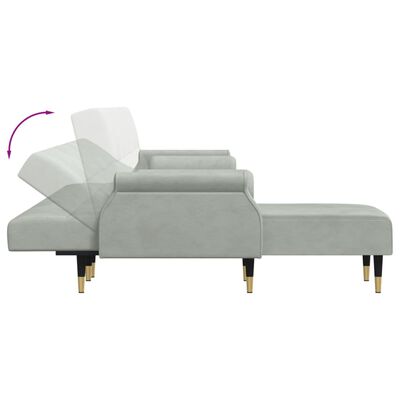 vidaXL L formos sofa-lova, šviesiai pilka, 271x140x70cm, aksomas