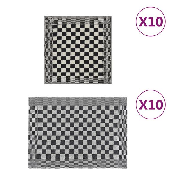 vidaXL Rank&scaron;luosčių rinkinys, 20vnt., juodi ir balti, medvilnė