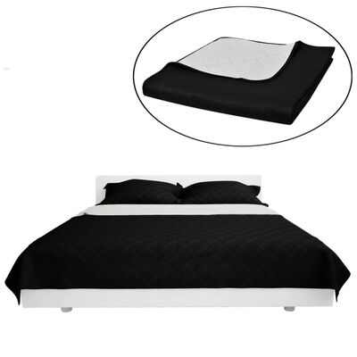 Dvipusis dygsniuotas lovos užtiesalas juodas/baltas 220 x 240 cm