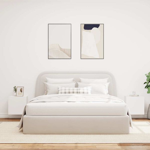 vidaXL Sieninės TV spintelės su LED, 2vnt., baltos, 40,5x35x40cm