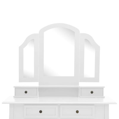 vidaXL Kosmetinio staliuko rinkinys, baltas, 100x40x146cm, paulovnija